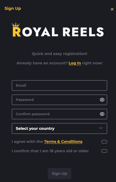 Royal Reels Sign Up